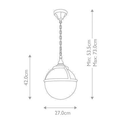 Elstead - Lampadario da esterno a sospensione con catena GLENBEIGH 1xE27/60W/230V IP44