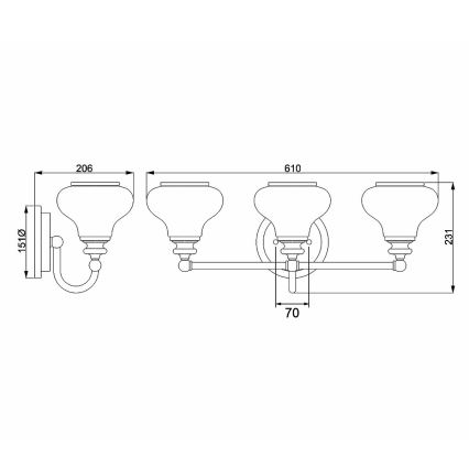 Elstead - Applique murale salle de bain LED AINSLEY 3xG9/3W/230V IP44