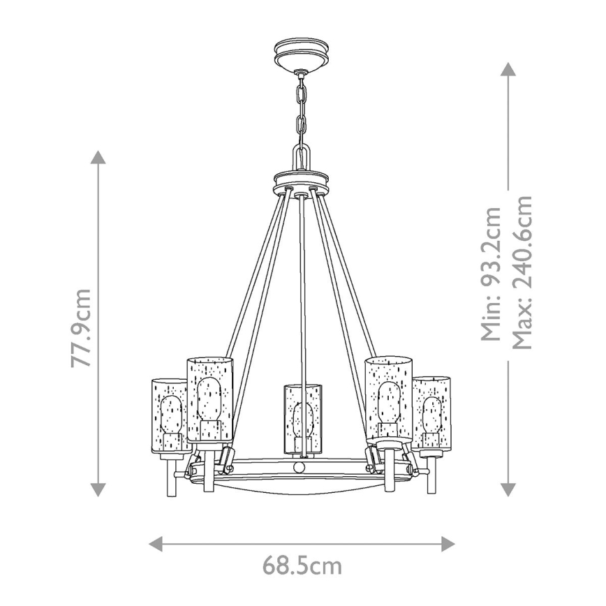 Elstead HK-COLLIER5 - Lampadario a catena COLLIER 5xE27/100W/230V