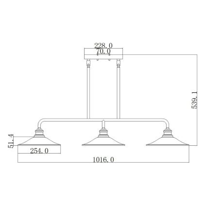 Elstead HK-RIGBY-ISLE-KZ - Lampadario su palo RIGBY 3xE27/60W/230V