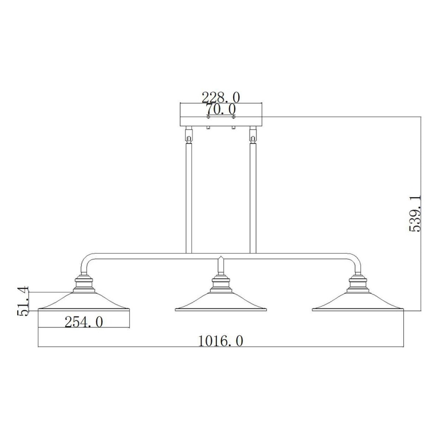 Elstead HK-RIGBY-ISLE-KZ - Lustre sur barre RIGBY 3xE27/60W/230V