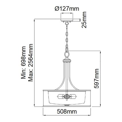 Elstead KL-LACEY-P-L-MB - Suspension sur chaîne LACEY 4xE27/60W/230V