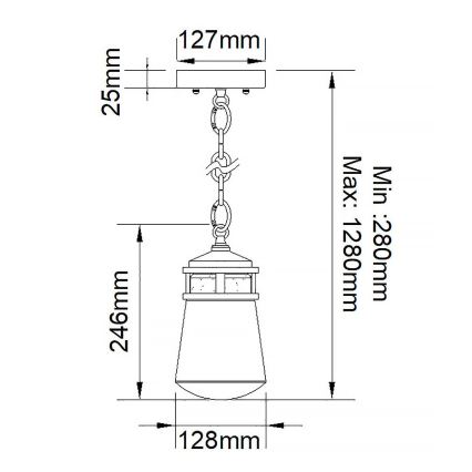 Elstead KL-LYNDON8-S-AZ - Suspension d'extérieur LYNDON 1xE27/75W/230V IP44 anthracite