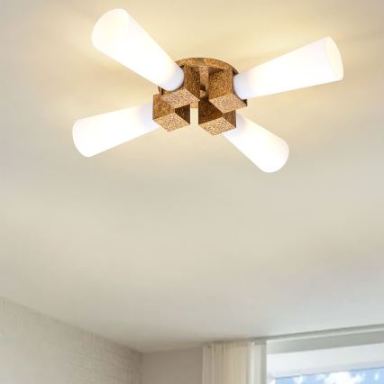 Elstead - Lampadario KRISTY su asta 4xE27/40W/230V in rame