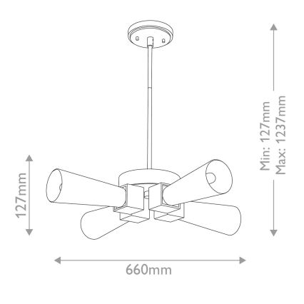 Elstead - Lampadario KRISTY su asta 4xE27/40W/230V in rame