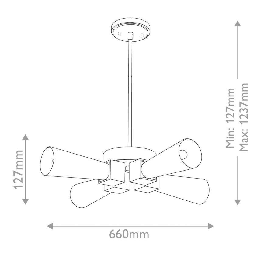 Elstead - Lampadario KRISTY su asta 4xE27/40W/230V in rame