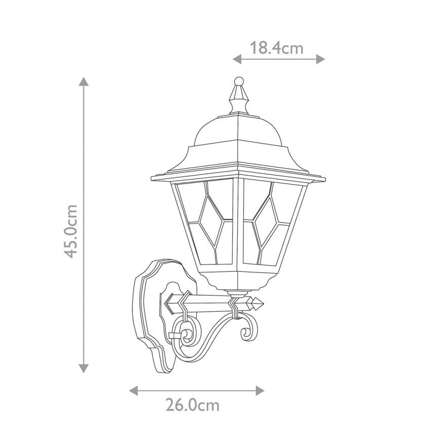 Elstead NR1-BLK - Applique da esterno NORFOLK 1xE27/100W/230V IP43