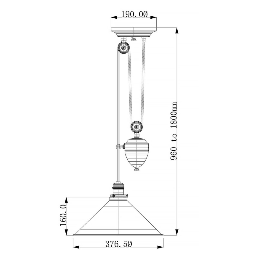 Elstead PV-P-PN - Lampadario su corda PROVENZA 1xE27/100W/230V cromo lucido