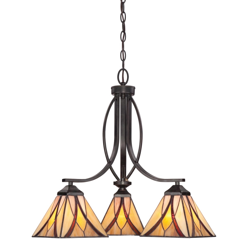 Elstead - Tiffany-Kronleuchter ASHEVILLE mit Kette 3xE27/60W/230V