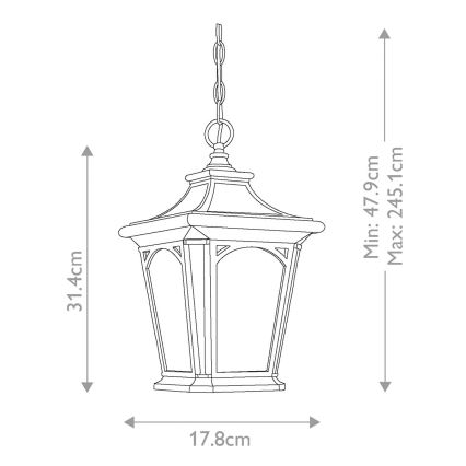 Elstead QZ-BEDFORD8-S - Suspension d'extérieur BEDFORD 1xE27/60W/230V IP44