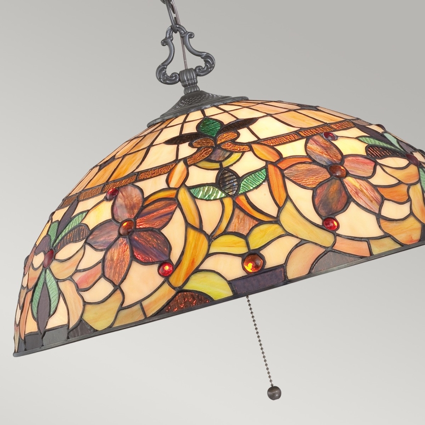 Elstead - Lampadario a catena Tiffany KAMI 3xE27/60W/230V