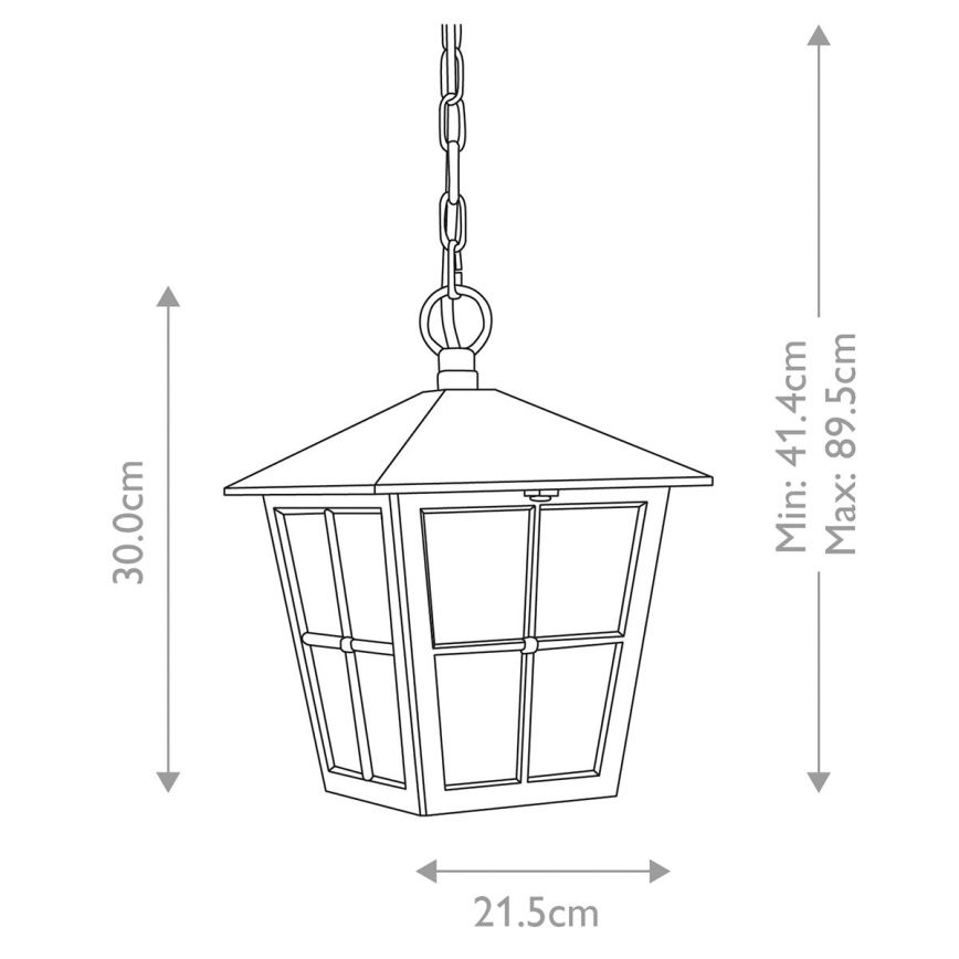 Elstead - Suspension filaire d'extérieur CANTERBURY 1xE27/100W/230V IP43 noire