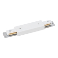 Embout du système de rail avec connexion électrique monophasée TRACER droit blanc