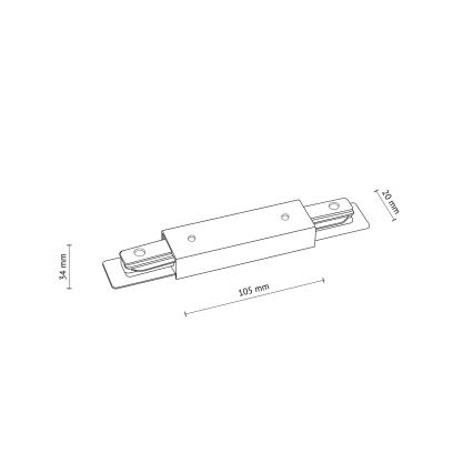 Embout du système de rail avec connexion électrique monophasée TRACER droit blanc