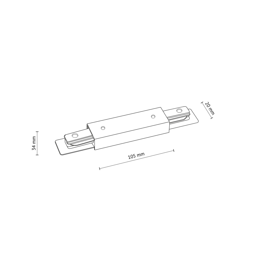 Embout du système de rail avec connexion électrique monophasée TRACER droit blanc
