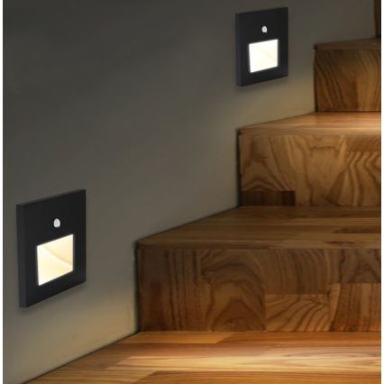 Emithor 70418 - Spot d'escalier avec détecteur SUNNY LED/1W/230V noir