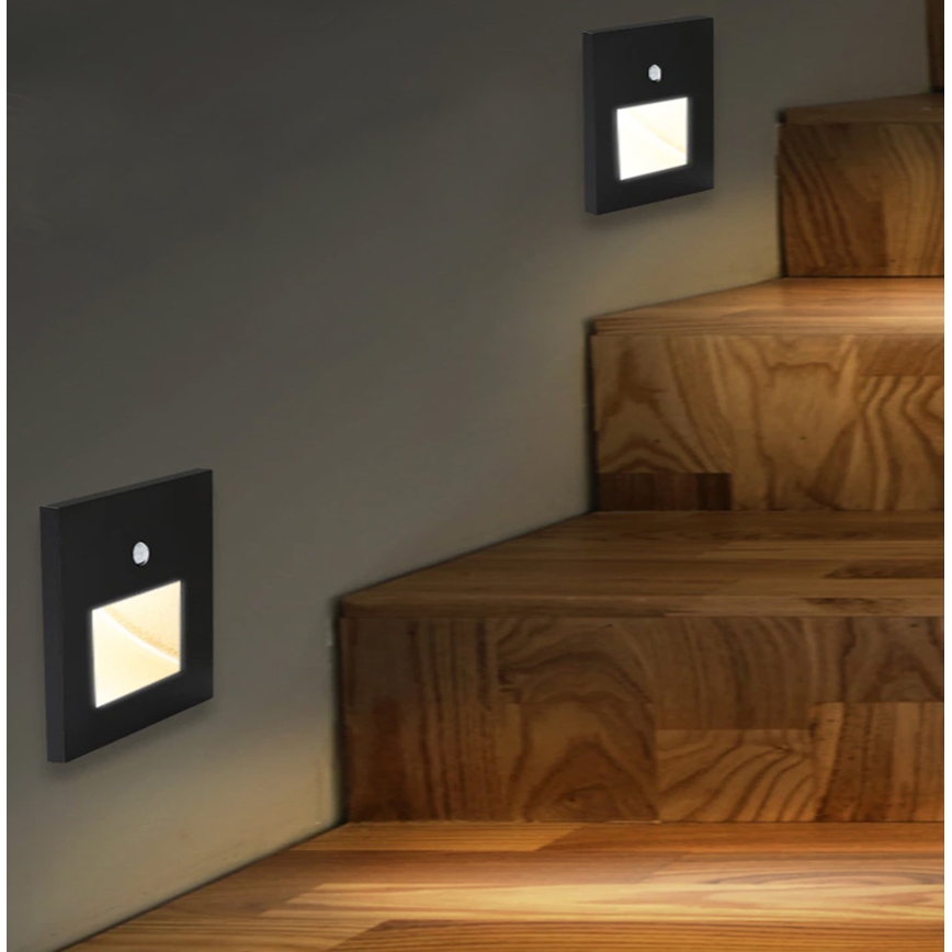 Emithor 70418 - Spot d'escalier avec détecteur SUNNY LED/1W/230V noir