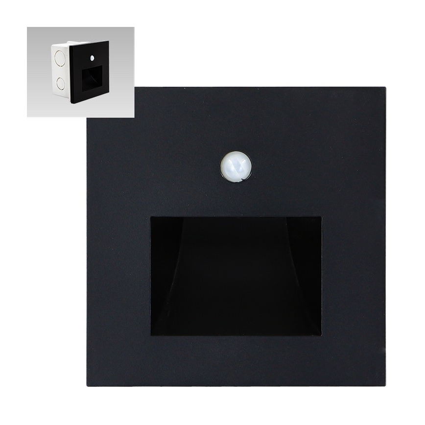 Emithor 70418 - Spot d'escalier avec détecteur SUNNY LED/1W/230V noir