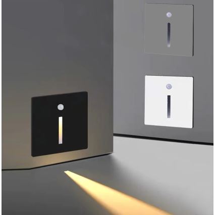 Emithor 70430 - Spot d'escalier avec détecteur LINE LED/1W/230V noir
