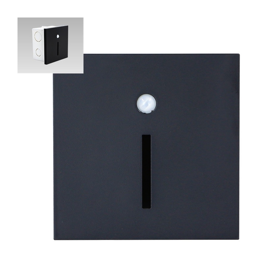 Emithor 70430 - Spot d'escalier avec détecteur LINE LED/1W/230V noir