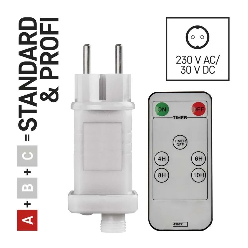 Netzteil für den Anschluss der Weihnachtsbeleuchtung 230V IP44 + Fernbedienung