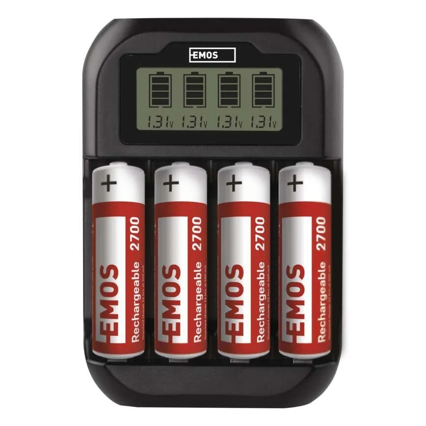 Batterieladegerät mit LCD-Display 4xAA/AAA 5V