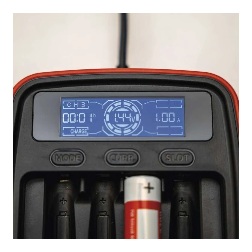 Batterieladegerät mit LCD-Display 4xAA/AAA 5V