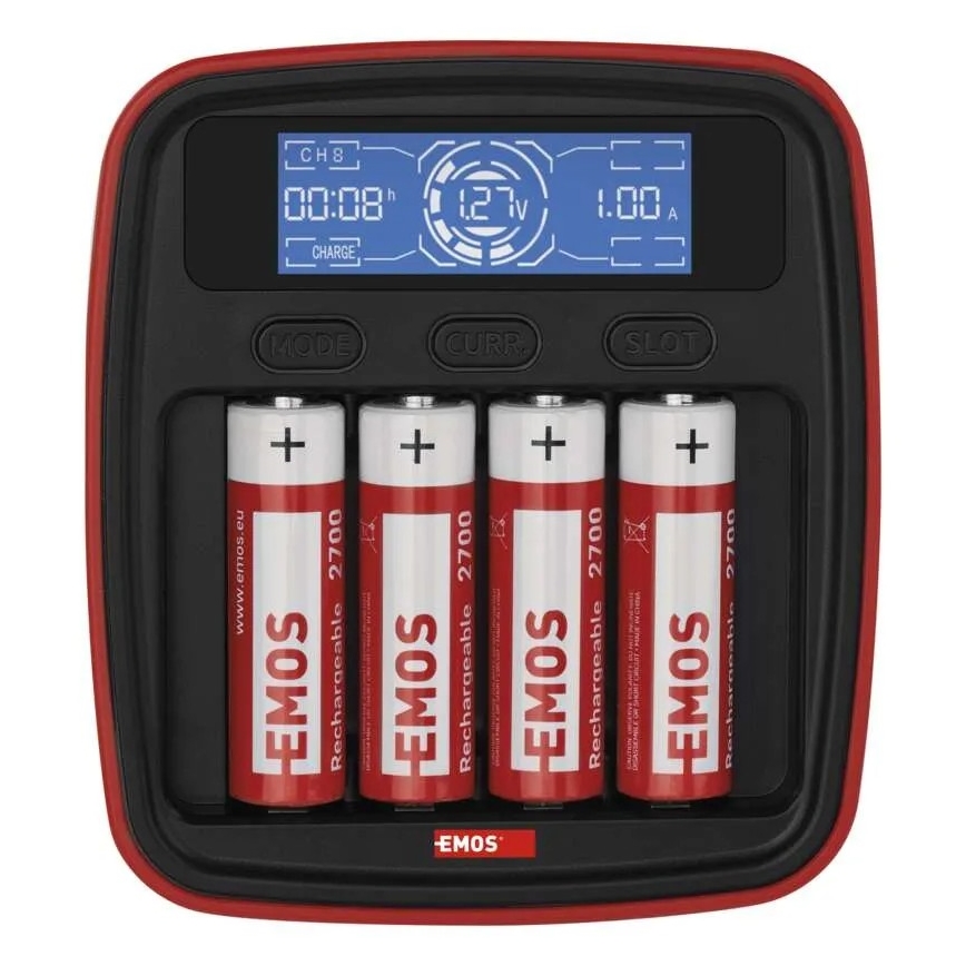 Batterieladegerät mit LCD-Display 4xAA/AAA 5V