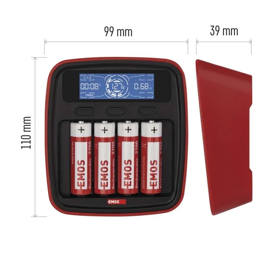 Batterieladegerät mit LCD-Display 4xAA/AAA 5V