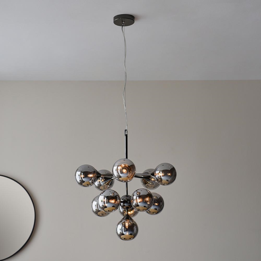Endon 101147 - Lampadario a sospensione su cavo OSCAR 11xG9/18W/230V nero/fumé