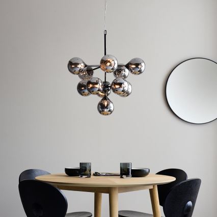Endon 101147 - Lampadario a sospensione su cavo OSCAR 11xG9/18W/230V nero/fumé