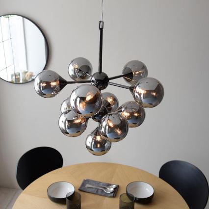 Endon 101147 - Lampadario a sospensione su cavo OSCAR 11xG9/18W/230V nero/fumé