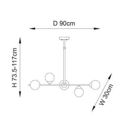 Endon 101348 - Deckenleuchte an Stange OTIS 5xG9/3W/230V schwarzer Chrom/rauchschwarz