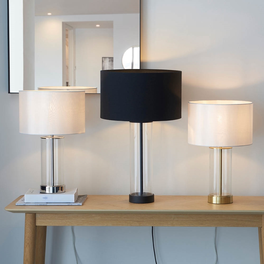 Endon 102674 - Dimmbare Tischlampe LESSINA 1xE27/10W/230V glänzender Chrom/weiß