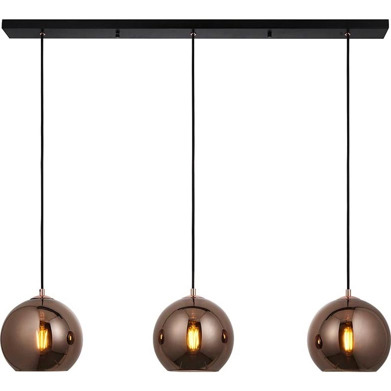 Endon 102929 - Lampadario a sospensione con filo BOLI 3xE27/10W/230V nero/fumé marrone
