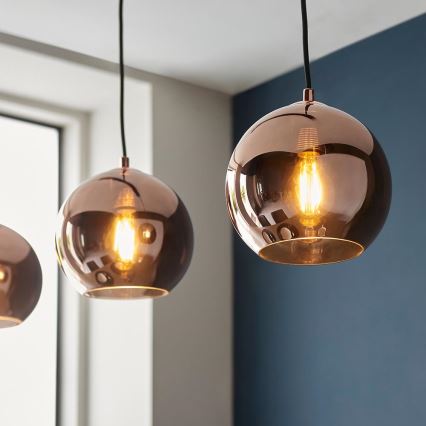 Endon 102929 - Lampadario a sospensione con filo BOLI 3xE27/10W/230V nero/fumé marrone