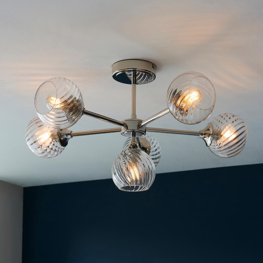 Endon 104050 - Deckenleuchte an Stange ALLEGRA 6xE14/7W/230V glänzendes Chrom/klar