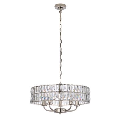Endon 104467 - Kronleuchter an Kette CLIFTON 5xE14/6W/230V glänzendes Chrom/klar d 50,5 cm