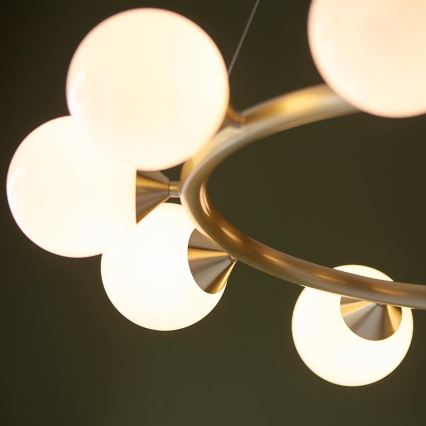 Endon 106008 - Kronleuchter an Kabel OTIS 10xG9/3W/230V gold/weiß