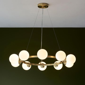 Endon 106008 - Lampadario a sospensione su cavo OTIS 10xG9/3W/230V oro/bianco