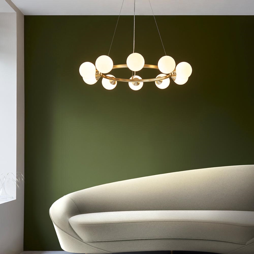 Endon 106008 - Lampadario a sospensione su cavo OTIS 10xG9/3W/230V oro/bianco
