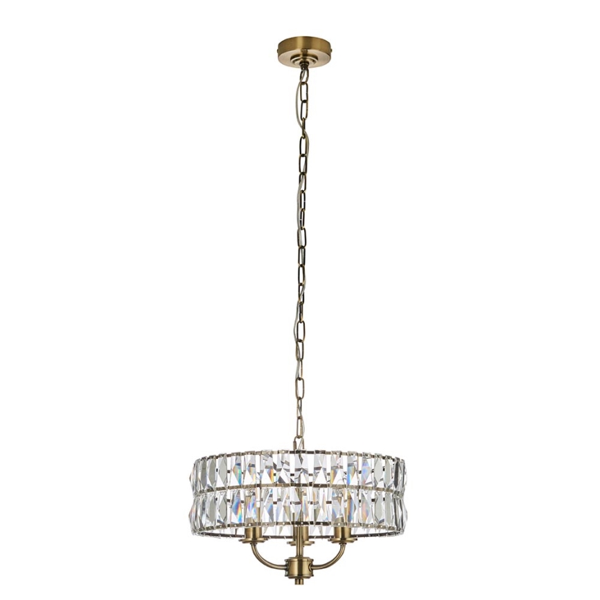 Endon 106243 - Kronleuchter mit Kette CLIFTON 3xE14/6W/230V, Durchmesser 38,5 cm, Messing/klar