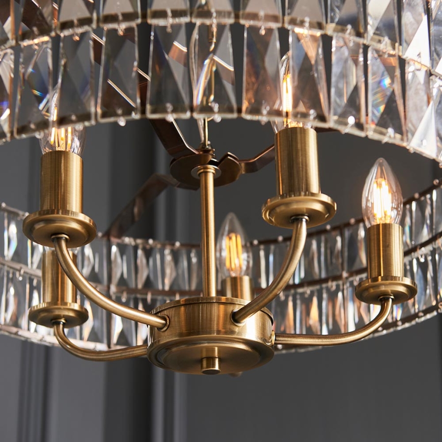 Endon 106244 - Lampadario a catena CLIFTON 5xE14/6W/230V in ottone/vetro trasparente