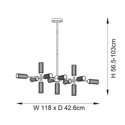 Endon 106259 - Lampadario a sospensione con supporto rigido TOUR 13xG9/3W/230V ottone