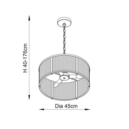 Endon 106282 - Lampadario a catena RIDGETON 3xE14/6W/230V ottone