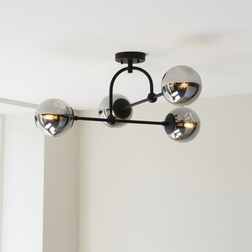 Endon 106662 - Lampadario a plafone ONTARIO 4xE14/7W/230V nero/fumé