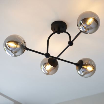Endon 106662 - Lampadario a plafone ONTARIO 4xE14/7W/230V nero/fumé
