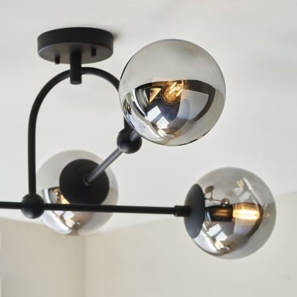 Endon 106662 - Lampadario a plafone ONTARIO 4xE14/7W/230V nero/fumé