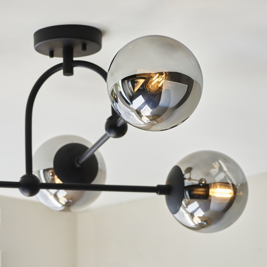 Endon 106662 - Lampadario a plafone ONTARIO 4xE14/7W/230V nero/fumé