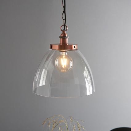 Endon 106895 - Lampadario a catena HANSEN 1xE27/10W/230V in rame